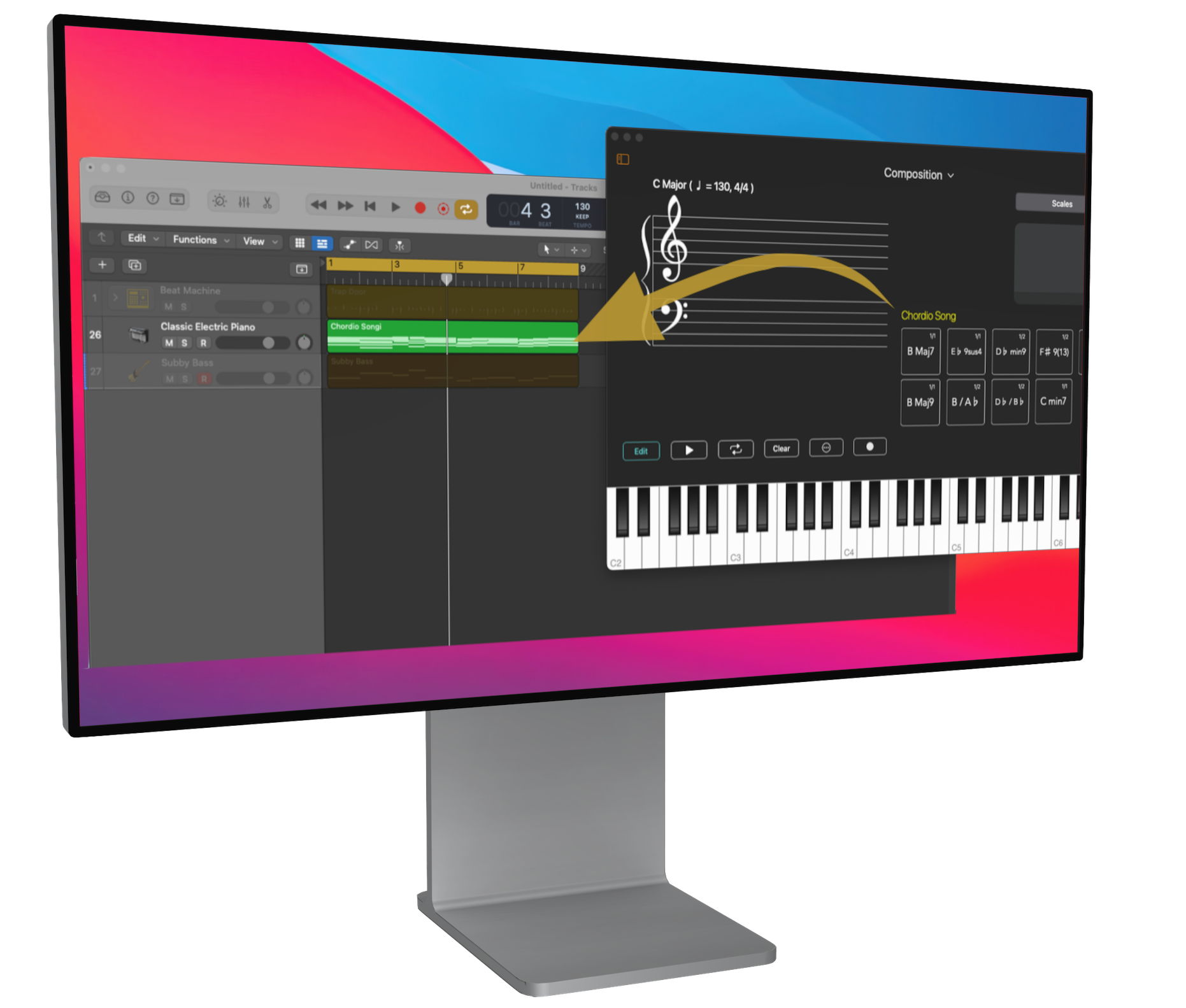 Drag & Drop MIDI files from Chordio to your DAW